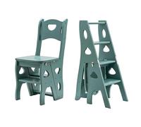 JingNian Escalera de Biblioteca Plegable 4 Escalones 150 kg, Taburete Multifuncional con Asiento, Estante Portátil Ligero, Silla Escalera Plegable para Cocina Hogar Oficina, Madera de Pino Maciza(B)