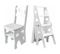 JingNian Escalera de Biblioteca Plegable 4 Escalones 150 kg, Taburete Multifuncional con Asiento, Estante Portátil Ligero, Silla Escalera Plegable para Cocina Hogar Oficina, Madera de Pino Maciza(C)