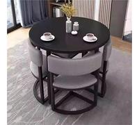JingNian Juego de Mesa de Comedor Redonda con 4 Sillas, 5 Piezas Moderno para Cocina, Comedor, Café o Espacios Pequeños o Apartamento Compacto(Grey5)