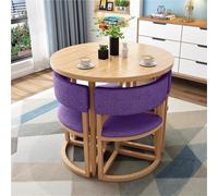 JingNian Juego de Mesa de Comedor Redonda con 4 Sillas, 5 Piezas Moderno para Cocina, Comedor, Café o Espacios Pequeños o Apartamento Compacto(Purple)