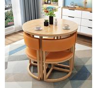 JingNian Juego de Mesa de Comedor Redonda con 4 Sillas, 5 Piezas Moderno para Cocina, Comedor, Café o Espacios Pequeños o Apartamento Compacto(Orange1)