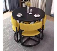 JingNian Juego de Mesa de Comedor Redonda con 4 Sillas, 5 Piezas Moderno para Cocina, Comedor, Café o Espacios Pequeños o Apartamento Compacto(Yellow3)