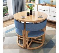 JingNian Juego de Mesa de Comedor Redonda con 4 Sillas, 5 Piezas Moderno para Cocina, Comedor, Café o Espacios Pequeños o Apartamento Compacto(Blue1)