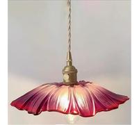 JingNian Lámpara Colgante De Cristal con Forma De Hoja De Loto, Lámpara Colgante Moderna Dorada E27, Nórdica for Cocina, Comedor Y Sala De Estar(Red)