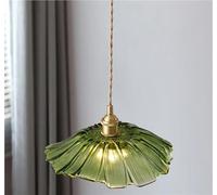 JingNian Lámpara Colgante De Cristal con Forma De Hoja De Loto, Lámpara Colgante Moderna Dorada E27, Nórdica for Cocina, Comedor Y Sala De Estar(Green)