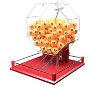 JingNian Máquina de Lotería Manual con Manivela, Tambor de Rifas con Jaula de Bingo y 100 Bolas Numeradas, Sorteo para Fiestas, Noches de Juegos Familiares y Eventos de Grupo(Red,Orange Number Balls)