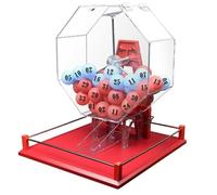 JingNian Máquina de Lotería Manual con Manivela, Tambor de Rifas con Jaula de Bingo y 100 Bolas Numeradas, Sorteo para Fiestas, Noches de Juegos Familiares y Eventos de Grupo(Red,Two-Color Balls)