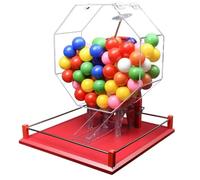 JingNian Máquina de Lotería Manual con Manivela, Tambor de Rifas con Jaula de Bingo y 100 Bolas Numeradas, Sorteo para Fiestas, Noches de Juegos Familiares y Eventos de Grupo(Red,Colored Open Balls)