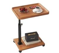 JingNian Mesa Auxiliar Ajustable con Ruedas, Mesa en Forma de C de Estilo Rústico, Mesa Lateral para Sofá, Mesa de Café Versátil para Salón, Dormitorio y Espacios Pequeños(Wood,Square)