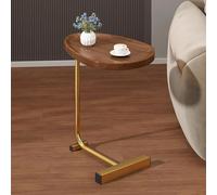JingNian Mesa Auxiliar En C para Sofá con Bandeja, Mesa Auxiliar Impermeable Mesa De Noche O Mesa De Apoyo para Salón Y Dormitorio, Funcional Y Elegante(Brown)