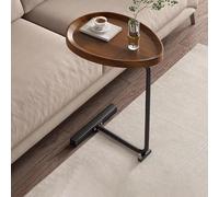 JingNian Mesa Auxiliar En C para Sofá con Bandeja, Mesa Auxiliar Impermeable Mesa De Noche O Mesa De Apoyo para Salón Y Dormitorio, Funcional Y Elegante(Brown2)