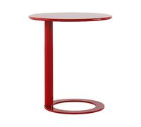 JingNian Mesa Auxiliar en Forma de C con Estructura de Metal, Mesa de Sofá y Mesa de Noche Redonda para Sala, Dormitorio, Mesa Compacta y Funcional para Espacios Pequeños(Red,18.9x27.17in(48x69cm))