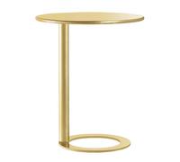JingNian Mesa Auxiliar en Forma de C con Estructura de Metal, Mesa de Sofá y Mesa de Noche Redonda para Sala, Dormitorio, Mesa Compacta y Funcional para Espacios Pequeños(Gold,18.9x22.05in(48x56cm))