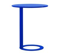 JingNian Mesa Auxiliar en Forma de C con Estructura de Metal, Mesa de Sofá y Mesa de Noche Redonda para Sala, Dormitorio, Mesa Compacta y Funcional para Espacios Pequeños(Blue,18.9x22.05in(48x56cm))