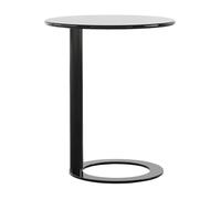 JingNian Mesa Auxiliar en Forma de C con Estructura de Metal, Mesa de Sofá y Mesa de Noche Redonda para Sala, Dormitorio, Mesa Compacta y Funcional para Espacios Pequeños(Black,18.9x27.17in(48x69cm))