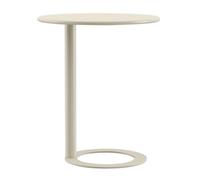 JingNian Mesa Auxiliar en Forma de C con Estructura de Metal, Mesa de Sofá y Mesa de Noche Redonda para Sala, Dormitorio, Mesa Compacta y Funcional para Espacios Pequeños(Cream,18.9x22.05in(48x56cm))