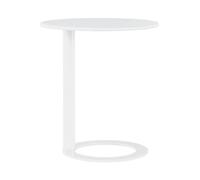 JingNian Mesa Auxiliar en Forma de C con Estructura de Metal, Mesa de Sofá y Mesa de Noche Redonda para Sala, Dormitorio, Mesa Compacta y Funcional para Espacios Pequeños(White,18.9x22.05in(48x56cm))
