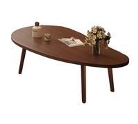 JingNian Mesa de Centro Ovalada de Madera, Mesa de Café y Auxiliar con Estante, Mesa Baja para Sofá, Salón y Sala de Estar(70 * 40 * 50)