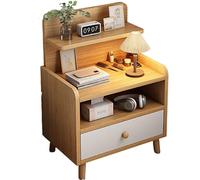 JingNian Mesita de Noche Estilo Nórdico con 2 Cajones Grandes y Estante Abierto, Patas Elevadas de Pino, Ideal para Dormitorio o Salón(A,Single Draw)