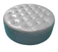 JingNian Otomano Redondo Tapizado En Cuero PU, Taburete Decorativo con Base De Madera, Reposapiés Multifuncional para Dormitorio, Salón Y Recibidor(Genuine Leather4)