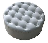 JingNian Otomano Redondo Tapizado En Cuero PU, Taburete Decorativo con Base De Madera, Reposapiés Multifuncional para Dormitorio, Salón Y Recibidor(PU leather5)