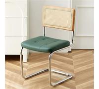 JingNian Silla De Comedor Estilo Mid-Century con Respaldo De Caña Natural Y Base De Cromo Inoxidable para Sala Dormitorio Comedor Patio(E)