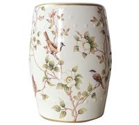 JingNian Taburete Decorativo De CeráMica para JardíN, Moderno Taburete con DiseñO De Flores Y PáJaros, Hueco Y Esmaltado para Sala De Estar, Dormitorio, BalcóN Y Patio(White)