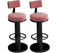 JingNian Taburetes de Bar Set de 2, Giratorios y Ajustables, Taburetes con Respaldo y Reposapiés de Terciopelo, Ideales para Cocina, Desayuno, Sala de Estar o Comedor(Black3,45-60cm)