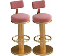JingNian Taburetes de Bar Set de 2, Giratorios y Ajustables, Taburetes con Respaldo y Reposapiés de Terciopelo, Ideales para Cocina, Desayuno, Sala de Estar o Comedor(Gold3,65-80cm)