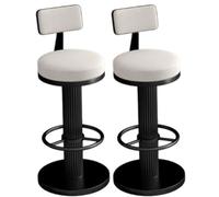 JingNian Taburetes de Bar Set de 2, Giratorios y Ajustables, Taburetes con Respaldo y Reposapiés de Terciopelo, Ideales para Cocina, Desayuno, Sala de Estar o Comedor(Black5,65-80cm)