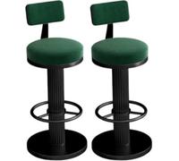 JingNian Taburetes de Bar Set de 2, Giratorios y Ajustables, Taburetes con Respaldo y Reposapiés de Terciopelo, Ideales para Cocina, Desayuno, Sala de Estar o Comedor(Black2,45-60cm)