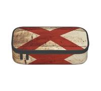 jingong Bolsa de almacenamiento de gran capacidad con bandera del estado de Alabama en grano de madera vieja, apta para viajes, suministros de oficina, maquillaje y organización de escritorio, Black