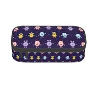 jingong Bolsa de almacenamiento de gran capacidad con diseño de monstruo colorido de dibujos animados, apta para viajes, suministros de oficina, maquillaje y organización de escritorio, Black, Talla