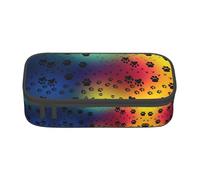 jingong Bolsa de almacenamiento de gran capacidad con estampado de huellas de patas, apta para viajes, suministros de oficina, maquillaje y organización de escritorio