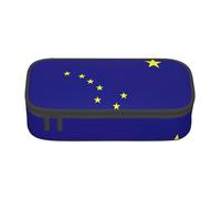 jingong Bolsa de almacenamiento de gran capacidad con la bandera del estado de Alaska, apta para viajes, suministros de oficina, maquillaje y organización de escritorio, Black, Talla única, Estuche de
