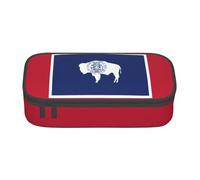 jingong Bolsa de almacenamiento de gran capacidad con la bandera del estado de Wyoming, apta para viajes, suministros de oficina, maquillaje y organización de escritorio, Black, Talla única, Estuche