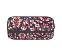 jingong Bolsa de almacenamiento de gran capacidad con muchas banderas canadienses pequeñas, apta para viajes, suministros de oficina, maquillaje y organización de escritorio