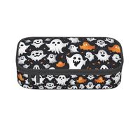 jingong Bonita bolsa de almacenamiento de gran capacidad con diseño de fantasma blanco para Halloween, apto para viajes, suministros de oficina, maquillaje y organización de escritorio, Black, Talla