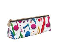 jingong Colorful Music Notes - Funda triangular de piel con interior espacioso, cierre de cremallera para herramientas de escritura, oficina, White, Talla única, Neceser de maquillaje