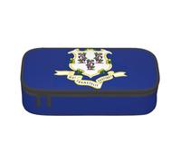 jingong Connecticut State Flag Bolsa de almacenamiento de gran capacidad, apta para viajes, suministros de oficina, maquillaje y organización de escritorio, Black, Talla única, Estuche de belleza