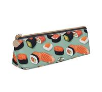 jingong Delicious Sushi - Funda triangular de piel con interior espacioso, cierre de cremallera para herramientas de escritura, oficina, White, Talla única, Neceser de maquillaje