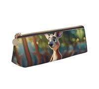 jingong Divertida funda triangular de piel con diseño de canguro zoológico con interior espacioso, cierre de cremallera para herramientas de escritura, oficina, White, Talla única, Neceser de