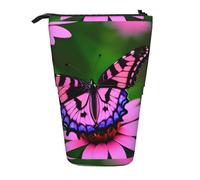 jingong Estuche multifuncional con diseño de mariposa y flores rosas, bolsa de almacenamiento, bolsa de maquillaje, adecuada para la oficina y el transporte diario, Black, Talla única, Bolsa para