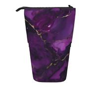 jingong Estuche multifuncional con textura de mármol morado oscuro, bolsa de almacenamiento, bolsa de maquillaje, adecuada para la oficina y el transporte diario, Black, Talla única, Bolsa para