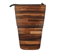 jingong Estuche multifuncional de grano de madera, bolsa de almacenamiento, bolsa de maquillaje, adecuado para la oficina y el transporte diario, Black, Talla única, Bolsa para monedas