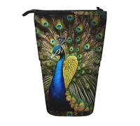 jingong Estuche multifuncional de plumas de pavo real, bolsa de almacenamiento, bolsa de maquillaje, adecuado para la oficina y el transporte diario, Black, Talla única, Bolsa para monedas