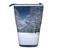 jingong Estuche multifuncional para lápices Winter Snow Falling in The Park, bolsa de almacenamiento, bolsa de maquillaje, adecuado para la oficina y el transporte diario, Black, Talla única, Bolsa