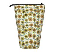 jingong Estuche multifuncional romántico con girasoles, bolsa de almacenamiento, bolsa de maquillaje, adecuado para la oficina y el transporte diario, Black, Talla única, Bolsa para monedas