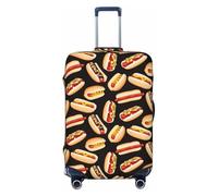 jingong Fun Food Hot Dogs - Protector de tapa de equipaje con estampado de perros calientes, tapa elástica para equipaje de viaje, resistente a los arañazos y al polvo, Black, XL
