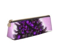 jingong Funda de piel con diseño de triángulo de árbol de Navidad con interior espacioso, cierre de cremallera para herramientas de escritura, oficina, White, Talla única, Neceser de maquillaje